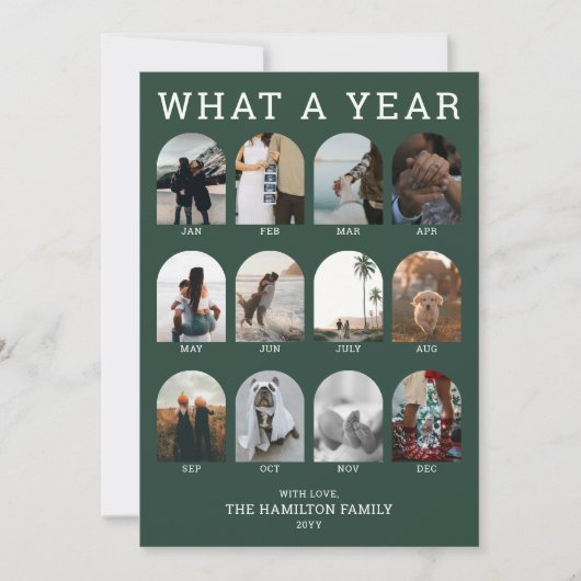 Wat een jaar Green Modern Photo Collage Kerstmis Feestdagenkaart (Voorkant)