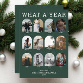 Wat een jaar Green Modern Photo Collage Kerstmis Feestdagenkaart