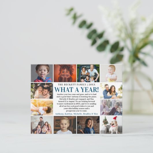Wat een jaar in Review 12 Fotocollage Feestdagenkaart (Staand voorkant)
