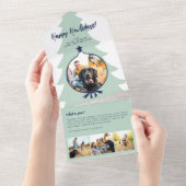 Wat een jaar in review 4 foto groene drievoudige all in one uitnodiging (Afscheurbaar)