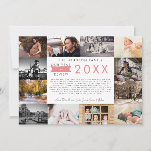 Wat een jaar in Review Foto Collage Holiday Feestdagenkaart (Voorkant)