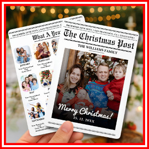 Wat Een Jaar In Review Krant Kerstmis Feestdagenkaart