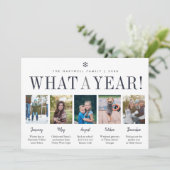 Wat een jaar | Jaar in Review 5 Foto-collage Feestdagenkaart (Staand voorkant)