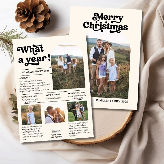 Wat een jaar | Jaar in Review Foto-collage Feestdagenkaart