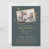 Wat een jaar! Jaar in Review Gold & Gray 1 Foto Feestdagenkaart (Voorkant)