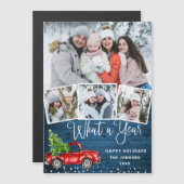 Wat een jaar Kerst 4 FOTO Magnetische kaart (Voorkant / Achterkant)