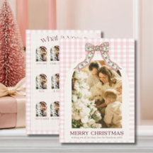 Wat een jaar Kerst Foto Kaart | Roze Gingham 12