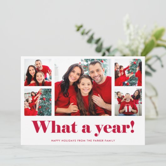 Wat een jaar | Kerst of Nieuwjaarsfotorooster Feestdagenkaart (Staand voorkant)