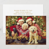 Wat een jaar kerstfamilie foto Typografie Hol Feestdagenkaart (Voorkant / Achterkant)