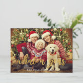 Wat een jaar kerstfamilie foto Typografie Hol Feestdagenkaart (Staand voorkant)