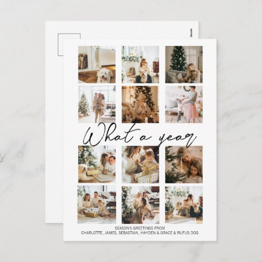 Wat een jaar kerstfoto op maat feestdagenkaart (Voorkant / Achterkant)
