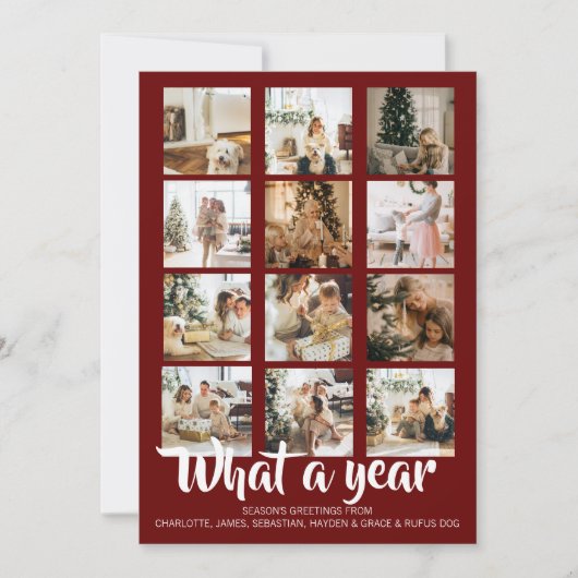 Wat een jaar kerstfoto op maat feestdagenkaart (Voorkant)