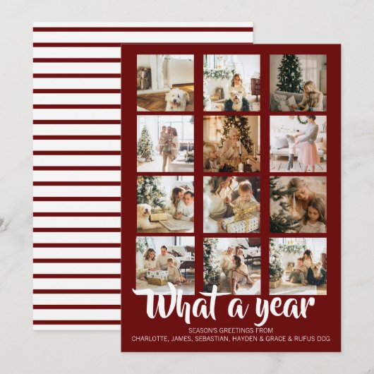 Wat een jaar kerstfoto op maat feestdagenkaart (Voorkant / Achterkant)