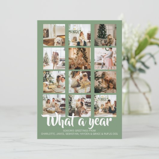 Wat een jaar kerstfoto op maat feestdagenkaart (Staand voorkant)