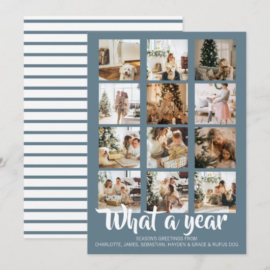 Wat een jaar kerstfoto op maat feestdagenkaart (Voorkant / Achterkant)