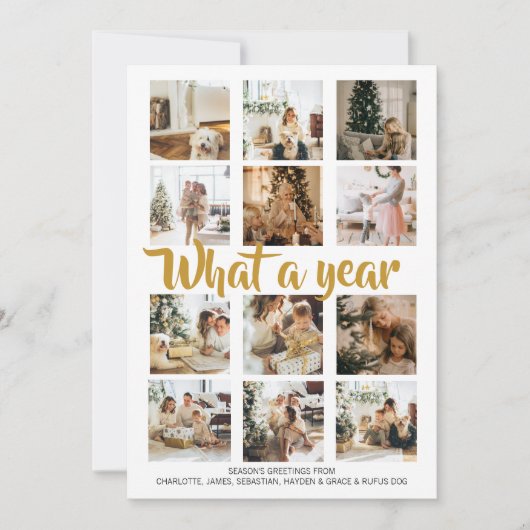Wat een jaar kerstfoto op maat feestdagenkaart (Voorkant)