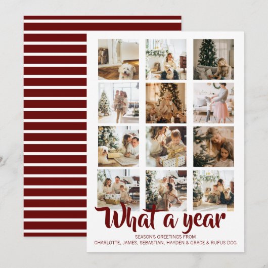 Wat een jaar kerstfoto op maat feestdagenkaart (Voorkant / Achterkant)