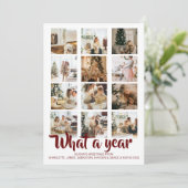 Wat een jaar kerstfoto op maat feestdagenkaart (Staand voorkant)