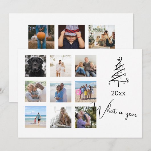 Wat een jaar kerstfoto op maat feestdagenkaart (Voorkant / Achterkant)