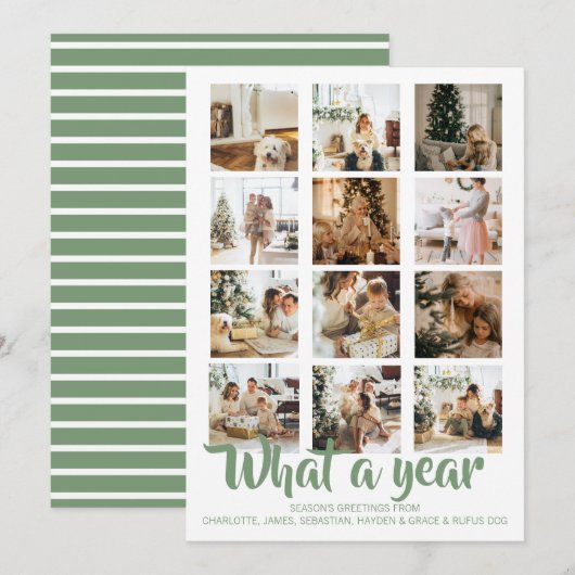 Wat een jaar kerstfoto op maat feestdagenkaart (Voorkant / Achterkant)