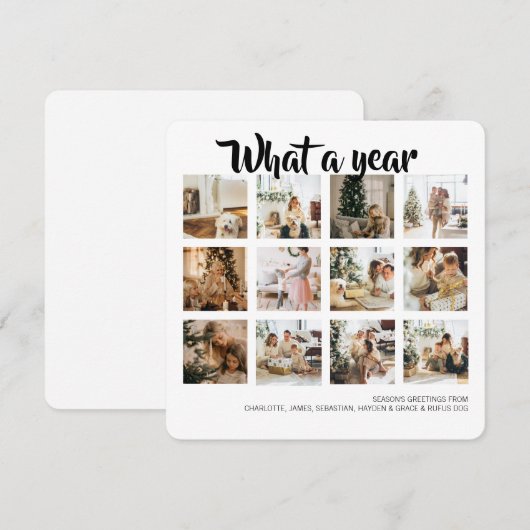 Wat een jaar kerstfoto op maat feestdagenkaart (Voorkant / Achterkant)