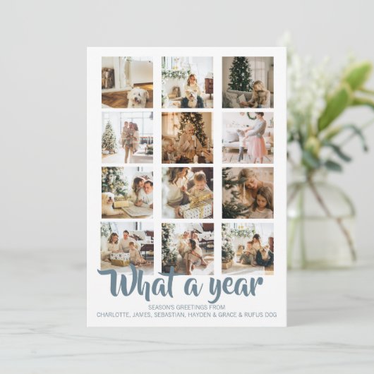 Wat een jaar kerstfoto op maat feestdagenkaart (Staand voorkant)