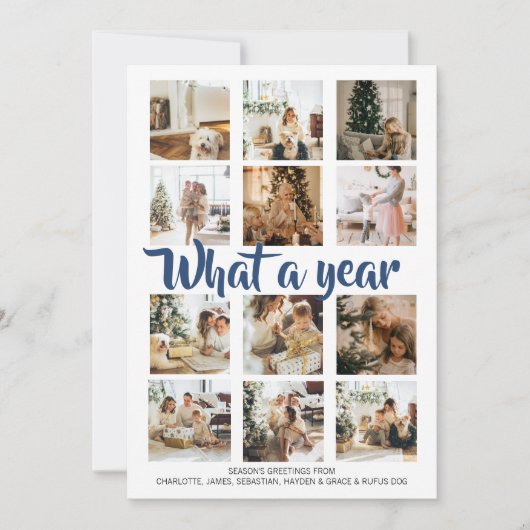 Wat een jaar kerstfoto op maat feestdagenkaart (Voorkant)