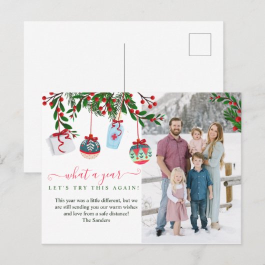 Wat een jaar kerstfotofeestdag briefkaart (Voorkant / Achterkant)