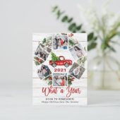 Wat een jaar Kerstmis Rode Truck 6 Fotokaart Briefkaart (Staand voorkant)