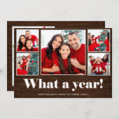 Wat een jaar | Kerstmis Rustieke Fotorooster Feestdagenkaart (Voorkant / Achterkant)