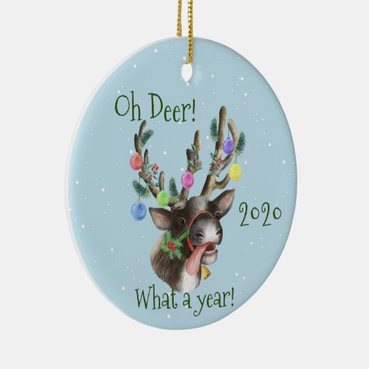 Wat een jaar kerstpandemie 2020 keramisch ornament (Rechts)