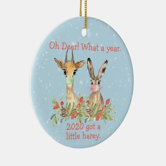 Wat een jaar kerstpandemie 2020 keramisch ornament (Rechts)