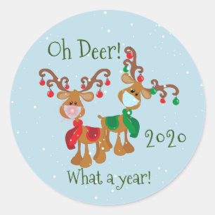 Wat een jaar kerstpandemie 2020 ronde sticker