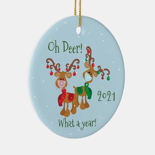 Wat een jaar kerstpandemie 2021 keramisch ornament (Rechts)