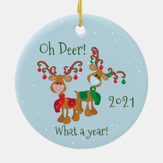 Wat een jaar kerstpandemie 2021 keramisch ornament (Achterkant)
