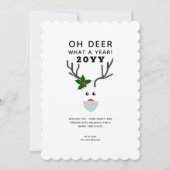 Wat een jaar kerstrendierwitminimalistisch jaar feestdagenkaart (Voorkant)