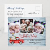 Wat een jaar kerstrood Boerderij Truck 3 Foto Briefkaart (Voorkant / Achterkant)