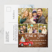 Wat een jaar kerstrood Boerderij Truck 4 Foto Briefkaart (Voorkant / Achterkant)