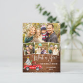 Wat een jaar kerstrood Boerderij Truck 4 Foto Briefkaart (Staand voorkant)