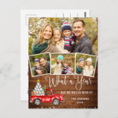 Wat een jaar kerstrood Boerderij Truck 4 Foto Briefkaart (Voorkant / Achterkant)