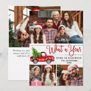 Wat een jaar kerstrood Boerderij Truck 4 Foto Feestdagenkaart