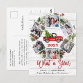 Wat een jaar kerstrood Boerderij Truck 6 Foto Briefkaart (Voorkant / Achterkant)