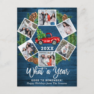 Wat een jaar kerstrood Boerderij Truck 6 Foto Briefkaart