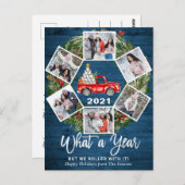 Wat een jaar kerstrood Boerderij Truck 6 Foto Briefkaart (Voorkant / Achterkant)