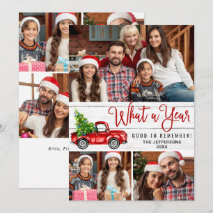 Wat een jaar kerstrood Boerderij Truck 7 Foto Feestdagenkaart