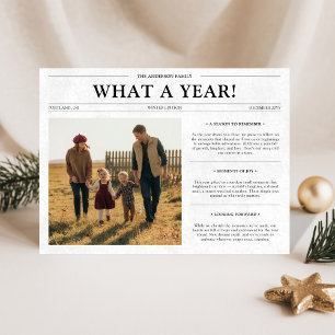 Wat een jaar krant familie huisdier kerstfoto feestdagenkaart