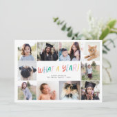 WAT EEN JAAR! Leuke feestelijke moderne 10 foto Ni Feestdagenkaart (Staand voorkant)