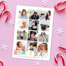 WAT EEN JAAR! Leuke feestelijke moderne 12 foto's  Feestdagenkaart