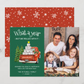 Wat een jaar, maar we rolden er mee door Foto Feestdagenkaart (Voorkant / Achterkant)