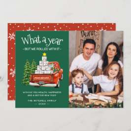 Wat een jaar, maar we rolden er mee door Foto Feestdagenkaart